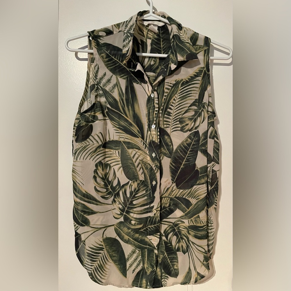 Green Women Sleeveless Blouse - H & M